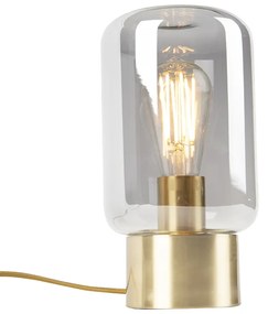 Дизайнерска настолна лампа месинг с опушено стъкло - Bliss Cute