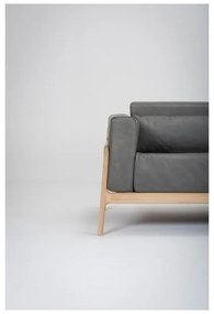 Тъмно сив диван от биволска кожа с масивна дъбова конструкция , 210 см Fawn - Gazzda