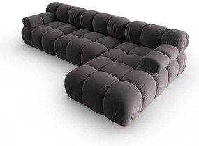 Тъмносив кадифен диван 285 cm Bellis - Micadoni Home