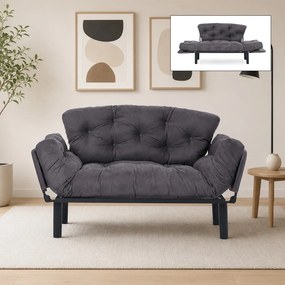 Двуместен тапициран разтегателен диван-легло Nitta TopMebel в сив цвят 155x70x85cm.