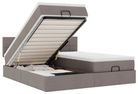 3312854 vidaXL Османска легло с матрак и LED, таупе, 200x200 см, плат