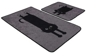 Черни-сиви килими за баня в комплект от 2 бр. 60x100 cm Comfort – Foutastic