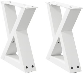 4012677 vidaXL Крака за масичка за кафе, 2 бр., бели, 30 x (30-31,3) см, стомана