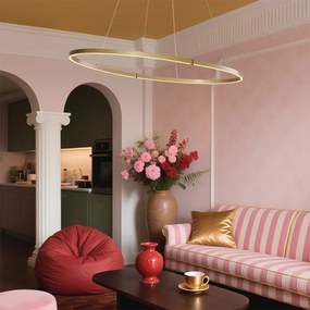 Дизайнерска висяща лампа месинг 120 см с LED 3-степенно димиране - Ovallo