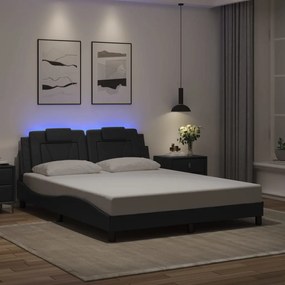 3214029 vidaXL Рамка за легло Viana с LED без матрак, черна, 160x200 cм