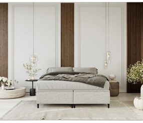 Светлосиво тапицирано двойно легло с място за съхранение 160x200 cm Tate – Maison de Rêve