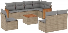 3260134 vidaXL Градински комплект диван с възглавници 9 части бежов полиратан