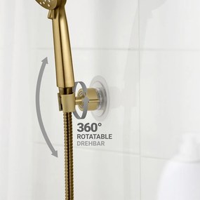 Пластмасов държач за душ слушалка без пробиване в златист цвят Libertà – Wenko