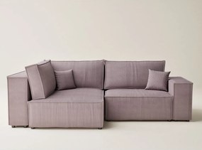 Лилав сгъваем/с място за съхранение ъглов диван от рипсено кадифе (ляв ъгъл/L форма) Tonga – Maison de Rêve