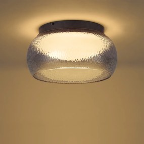 Art Deco Ceiling Lamp Gunmetal with Smoke Glass Incl. 3-Step Dimmable LED - Thimble