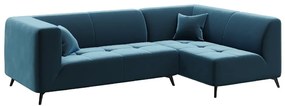 Ъглов диван от синьо кадифе , десен ъгъл Toro - MESONICA