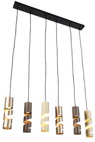 Moderne hanglamp zwart met taupe en beige 6-lichts - Stream