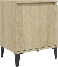 805839 vidaXL Нощно шкафче с метални крака, сонома дъб, 40x30x50 см