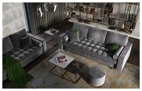 Тъмно сив кадифен разтегателен диван Santo - Milo Casa