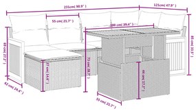 3274058 vidaXL Градински комплект диван с възглавници 7 части черен полиратан