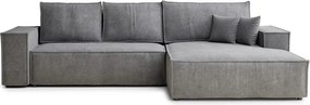 Сив шенилов сгъваем/с място за съхранение ъглов диван (десен ъгъл) Maze – Maison de Rêve
