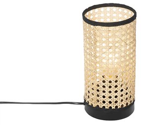 Кънтри настолна лампа ратан с черно - Kata