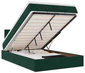 3312545 vidaXL Османска легло с матрак и LED, тъмнозелено, 120x200 см, кадифе