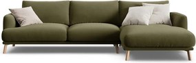 Зелен кадифен ъглов диван (десен ъгъл) Naomi – Micadoni