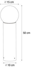 Черна външна подова лампа с опалово стъкло 50 см IP44 - Huma