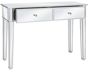 246660 vidaXL Огледална конзолна маса, МДФ и стъкло, 106,5x38x76,5 см