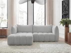 Светлосив ъглов диван от прежда с примки от букле (ляв ъгъл) Azra – Bobochic Paris