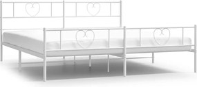 355534 vidaXL Метална рамка за легло с горна и долна табла, бяла, 180x200 см