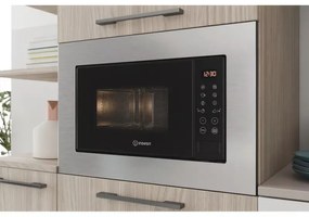 Микровълнова фурна за вграждане Indesit MWI 120 GX , 20 l, 1000 W, Кварцов грил, LCD дисплей, Автоматично готвене, Push&Go,