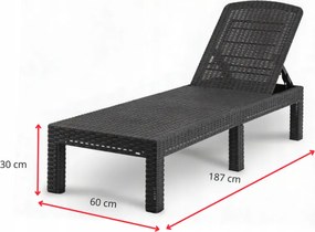 Сгъваем шезлонг за басейн и тераса PREMIUM - сив