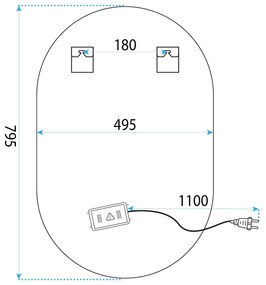 Огледало LED 50x80cm S027