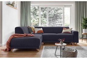 Антрацитен разтегателен/с място за съхранение ъглов диван (ляв ъгъл/L форма) Classy Sophie – Miuform