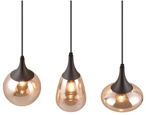 Черно-оранжева висяща лампа със стъклен абажур Lumina - Trio