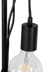 Рустикална подова лампа черна с дърво 2-светлина - Dami