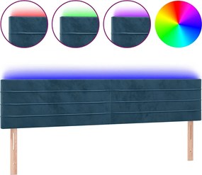 3121810 vidaXL LED горна табла за легло, тъмносиня, 160x5x78/88 см, кадифе