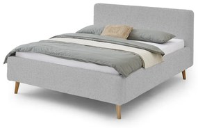 Сиво тапицирано двойно легло с място за съхранение с решетка 160x200 cm Mattis - Meise Möbel