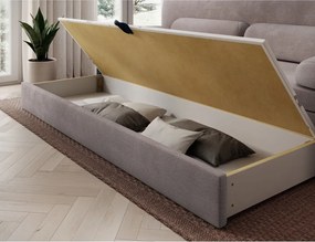 Кафяв разтегателен диван с място за съхранение от рипсено кадифе 236 cm Elioss – ELTAP