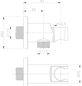 Месингова част за свързване към душ в златист цвят ø 5 cm – Sapho