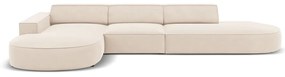 Ъглов диван от бежово кадифе (ляв ъгъл) Jodie - Micadoni Home