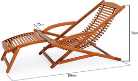 Сгъваем градински шезлонг 166 x 70 x 70 cm с облегалка за глава