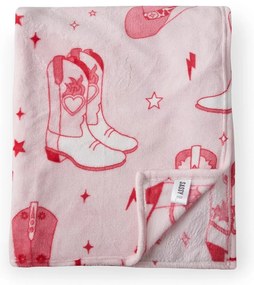 Розово покривало за легло от микроплюш 200x240 cm Cowgirl Boot – Sassy B