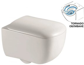 Конзолна тоалетна чиния ICC 5136 TORNADO, седалка и капак, порцелан, бял, 36х36.5х51см