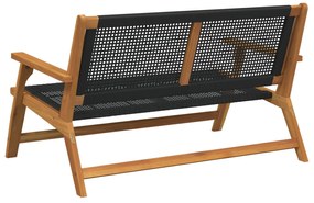 Sonata H Градинска пейка Черна 122x76x73,5 см от масивна акациева дървесина