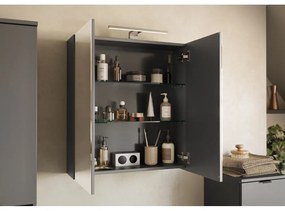 Антрацитен стенен шкаф за баня с огледало 60x71 cm Arcena – Germania