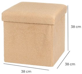 Светлокафява табуретка от прежда с примки от букле Folding – Casa Selección