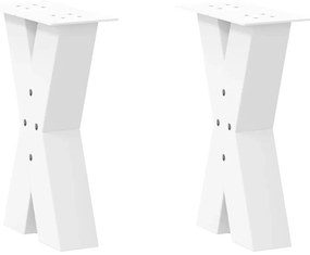 4012953 vidaXL Крака за масичка за кафе, X-образни, 2 бр., бели, 38 x (42-43) см, стомана