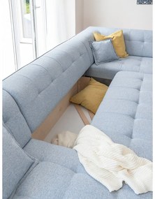 Светлосин U-образен разтегателен диван, десен ъгъл Dazzling Daisy - Miuform