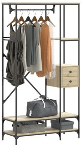 847860 vidaXL Етажерка за дрехи с рафтове, сонома дъб, инженерно дърво