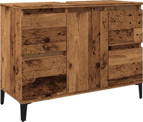 857129 vidaXL Шкаф за мивка, старо дърво, 80x33x60 см, инженерно дърво