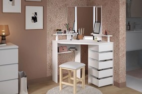 Ъглова Тоалетна масичка Beauty с огледало-white