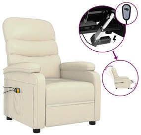 3073678 vidaXL Електрически масажен стол, кремав, изкуствена кожа